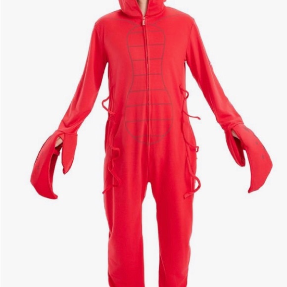Tipsy Elves Hooded Unisex One Piece Red Lobster Costume With Oversized Claws NWT - Picture 2 of 9